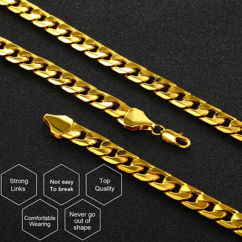 Gejoy 4 Pieces Fake Gold Chains Stainless Steel Chunky Necklace Faux 80s, 90s Gold Chain for Hip Hop Rapper Party Favors, 8 mm 24 Inch Long - Image 3