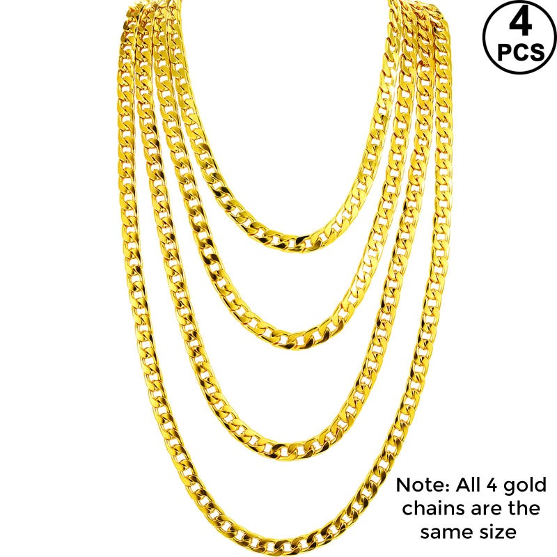 Gejoy 4 Pieces Fake Gold Chains Stainless Steel Chunky Necklace Faux 80s, 90s Gold Chain for Hip Hop Rapper Party Favors, 8 mm 24 Inch Long - Image 2