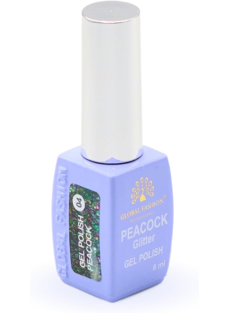 GLOBAL FASHION Professional Peacock Glitter Gel Polish 8Ml  Long-Lasting Manicure  (Color 04)  - Image 2