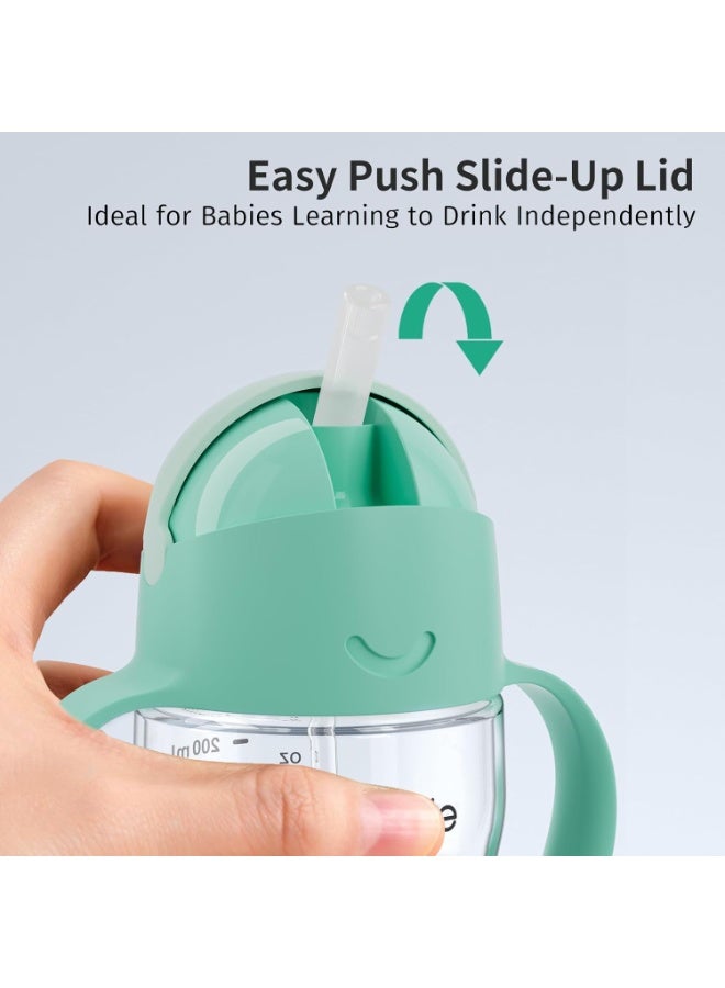 Evorie Tritan Weighted Straw Sippy Cup with Handles for Baby and Toddlers, Spill Proof Baby Water Bottle with Straw for 6 months and up, 7 Oz, Infant Training Water Bottle (Mint) - Image 4
