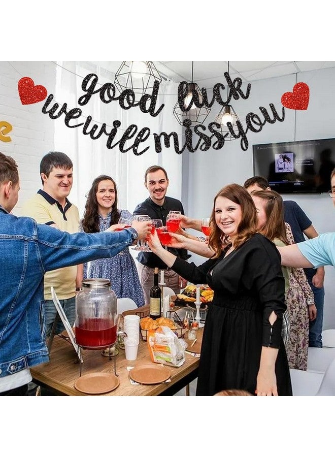 BEISHIDA Black Good Luck We Will Miss You Banner,Pre-Strung Glitter Retirement Party Sign Garland,Going Away Farewell Party Decorations, Graduation Party Supplies (No Diy） - Image 5