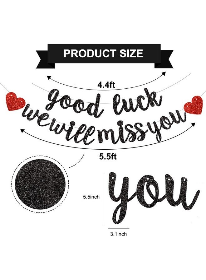 BEISHIDA Black Good Luck We Will Miss You Banner,Pre-Strung Glitter Retirement Party Sign Garland,Going Away Farewell Party Decorations, Graduation Party Supplies (No Diy） - Image 3