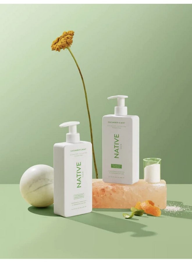 native - Shampoo And Conditioner Set Sulfate Free Paraben Free Dye Free With Naturally Derived Clean Ingredients 16.5 Oz (Cucumber & Mint Volumizing) - Image 1