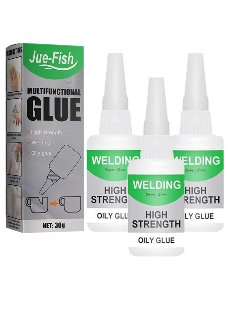 JUE-FISH Welding High-Strength Oily Glue, Jue Fish Glue, Super Glue Gel for Plastic Metal Leather (3PCS) - Image 1
