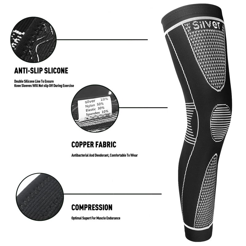 SKDK Full Leg Sleeves Long Compression Leg Sleeve Knee Sleeves Protect Leg, for Man Women Basketball, Arthritis Cycling Sport Football, Reduce Varicose Veins and Swelling of Legs - Image 5