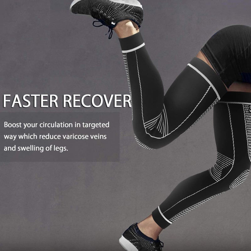 SKDK Full Leg Sleeves Long Compression Leg Sleeve Knee Sleeves Protect Leg, for Man Women Basketball, Arthritis Cycling Sport Football, Reduce Varicose Veins and Swelling of Legs - Image 3