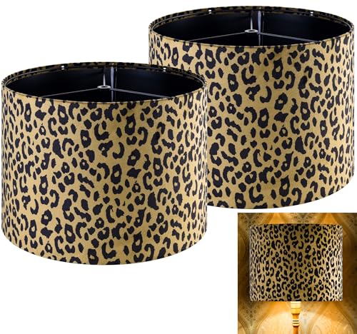 GO&SO Large Yellow Leopard Lamp Shades Set of 2 Drum16 10 Spider Lampshade for Floor LampTable Lamps Replacement MultiColor Printed Animal Shades for Living RoomBedroom Art DecorSimple Assembly - Image 1