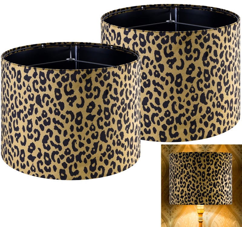 GO&SO Large Yellow Leopard Lamp Shades Set of 2 Drum16 10 Spider Lampshade for Floor LampTable Lamps Replacement MultiColor Printed Animal Shades for Living RoomBedroom Art DecorSimple Assembly - Image 2