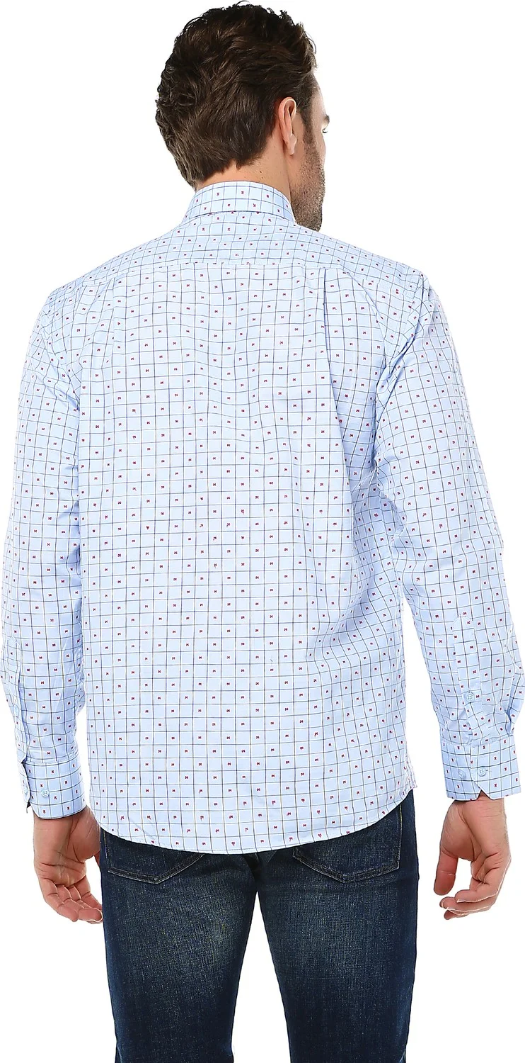 Varetta Men's Blue Pocket Long Sleeve Checkered Shirt