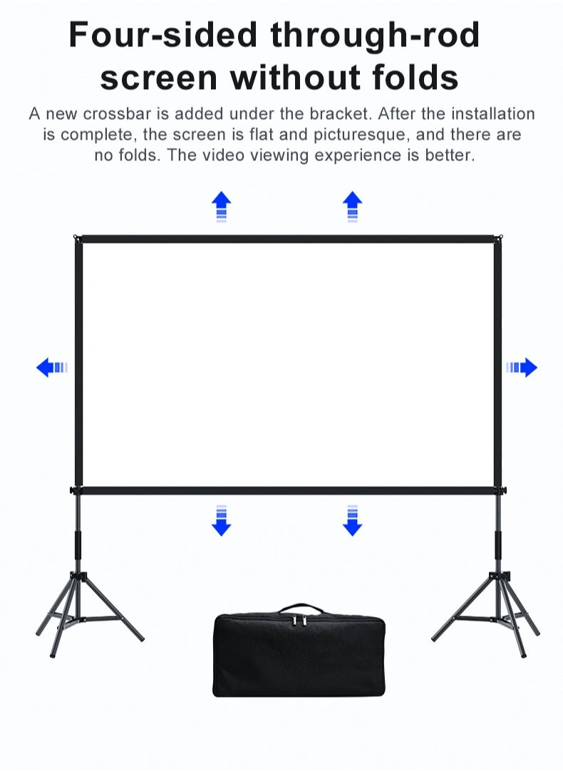 Projector Screen -84 inch 16:9 4K HD Portable Outdoor Indoor Projector Screen with Stand Rear Front Projection Screen Lightweight Movie Screen with Four-Legged Frame Carry Bag for Home Theater