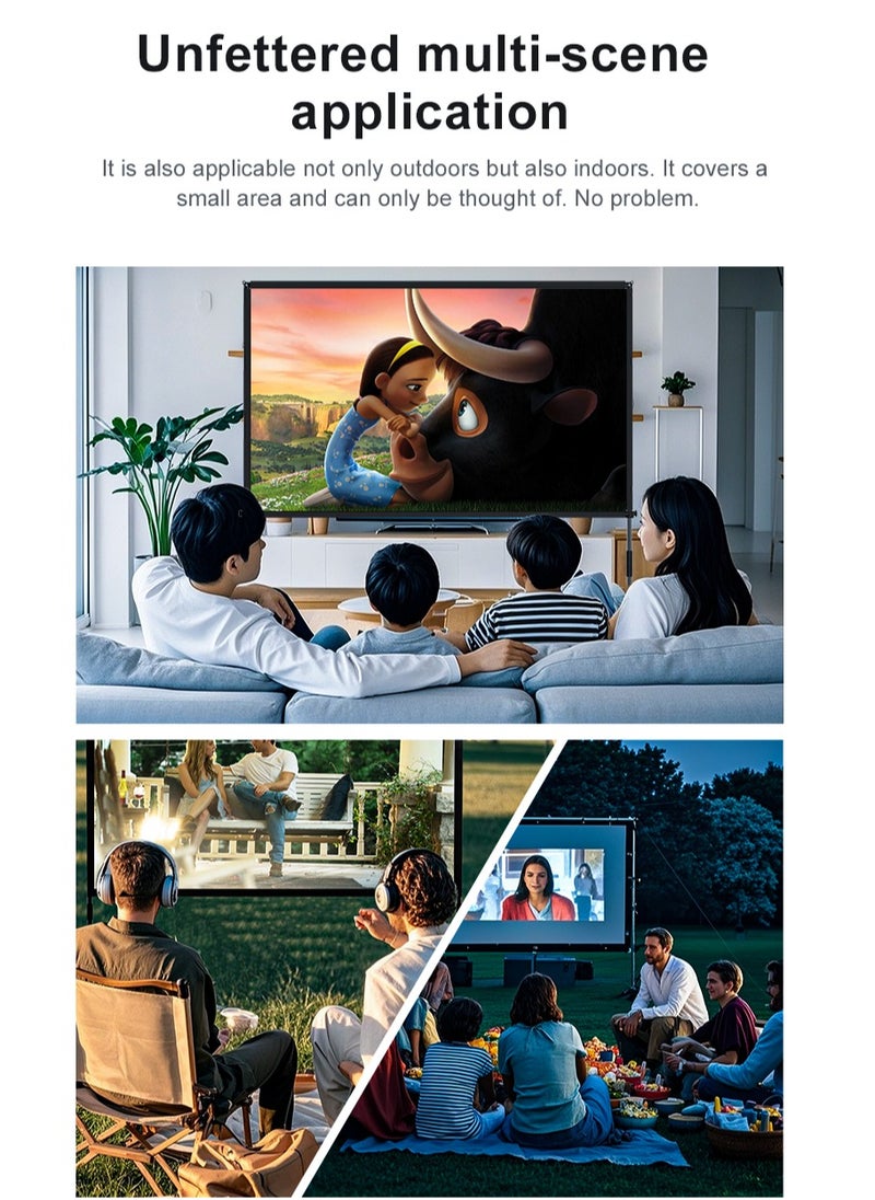 Projector Screen -84 inch 16:9 4K HD Portable Outdoor Indoor Projector Screen with Stand Rear Front Projection Screen Lightweight Movie Screen with Four-Legged Frame Carry Bag for Home Theater