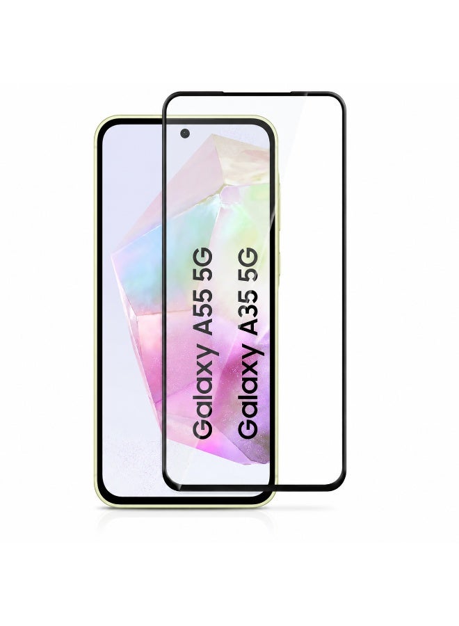Panda Premium Full Cover Tempered Glass Screen Protector for Samsung Galaxy A35 / A55 (5G) with Black Border - Image 1