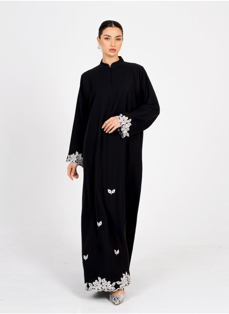Rosette Abaya Abaya with Embroidery Silver style  - Image 1