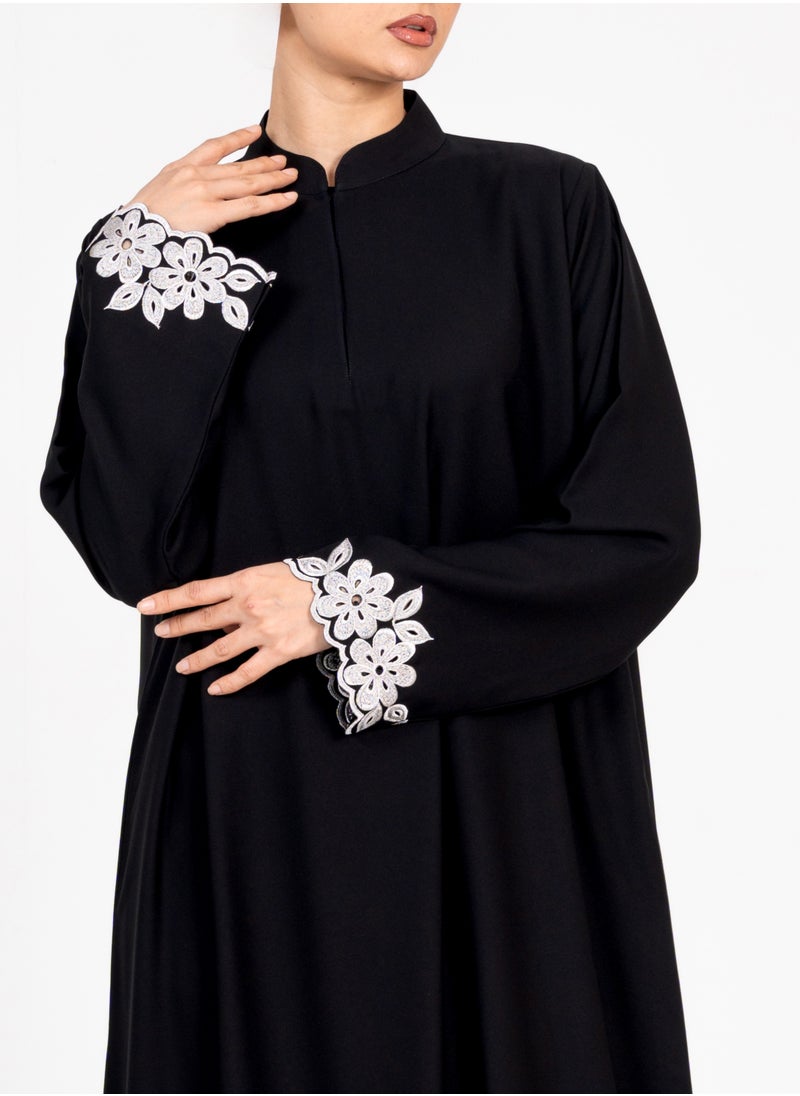Rosette Abaya Abaya with Embroidery Silver style  - Image 3