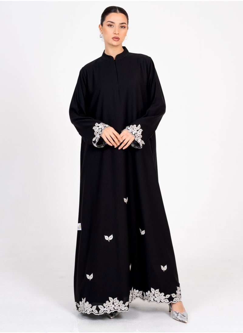 Rosette Abaya Abaya with Embroidery Silver style  - Image 4