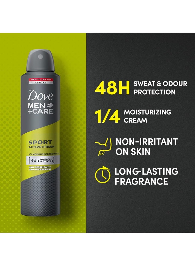 دوف بخاخ حماية قوية من سبورت أكتيف فريش للرجال + كير، 48 ساعة، 3 × 250 مل - Image 5