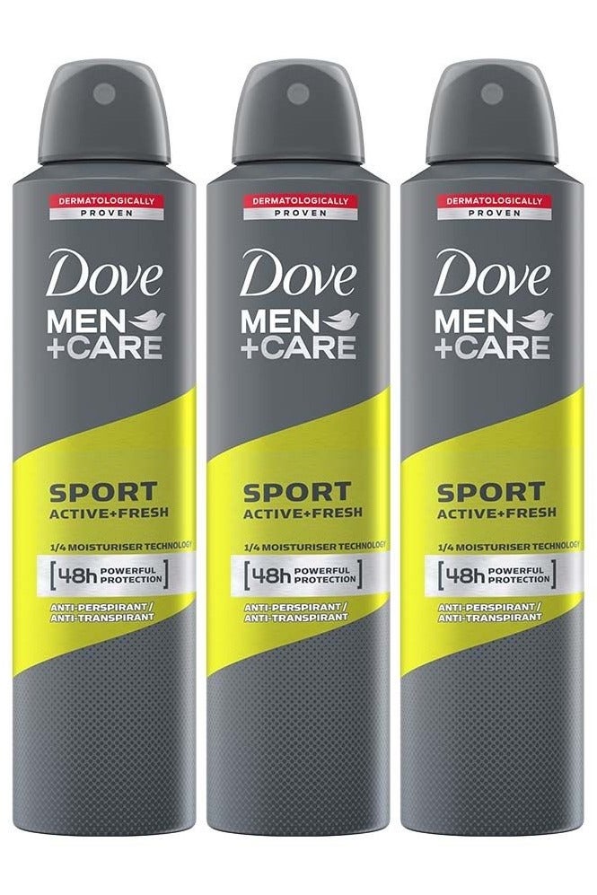 دوف بخاخ حماية قوية من سبورت أكتيف فريش للرجال + كير، 48 ساعة، 3 × 250 مل - Image 1