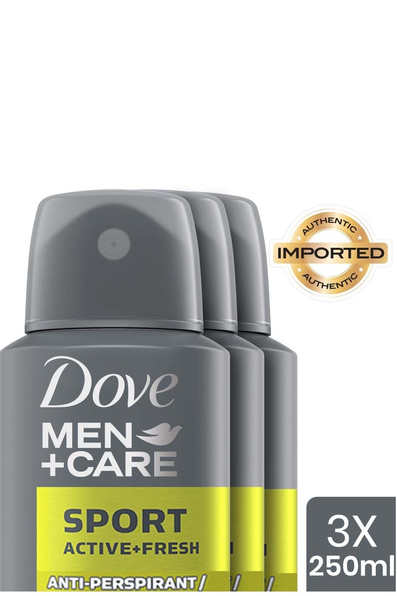 دوف بخاخ حماية قوية من سبورت أكتيف فريش للرجال + كير، 48 ساعة، 3 × 250 مل - Image 2