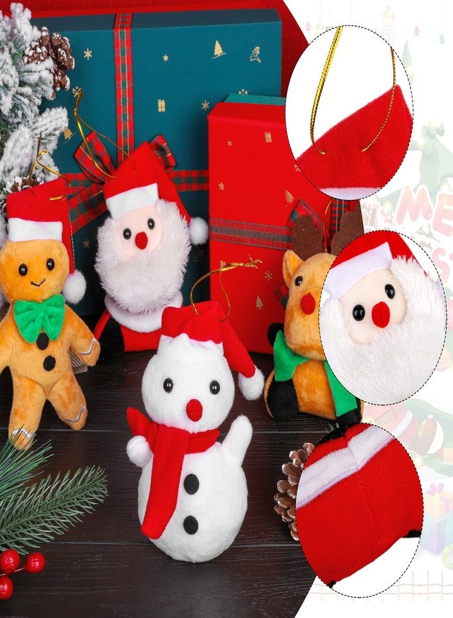 Elcoho 12 Pieces 5.7 Inch Christmas Mini Stuffed Animals Snowman Santa Christmas Tree Elk Gingerbread Man Christmas Elf Hanging Plush Toys Animal Themed Parties - Image 3