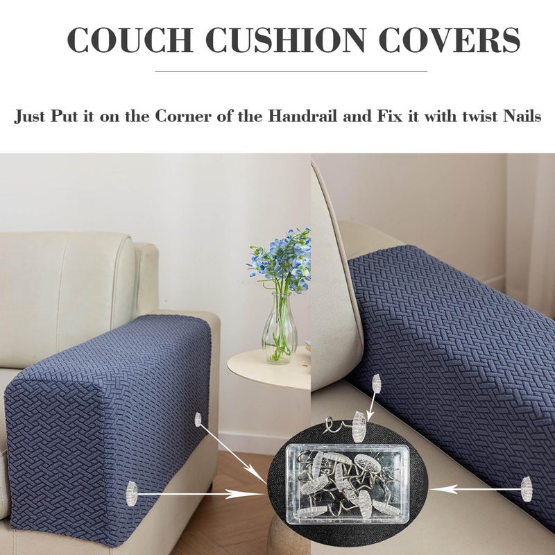 Disayu 2Pcs Couch Arm Covers, Armrest Cover for Sofa, Sofa Arms Covers Washable Arms with Twist Pins Soft,Skin-Friendly for Pets (Texture Light Coffee, Armrest Cover) - Image 5