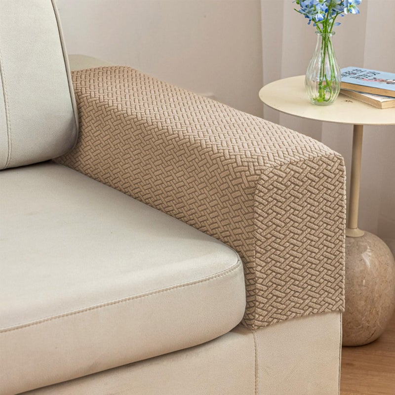 Disayu 2Pcs Couch Arm Covers, Armrest Cover for Sofa, Sofa Arms Covers Washable Arms with Twist Pins Soft,Skin-Friendly for Pets (Texture Light Coffee, Armrest Cover) - Image 1