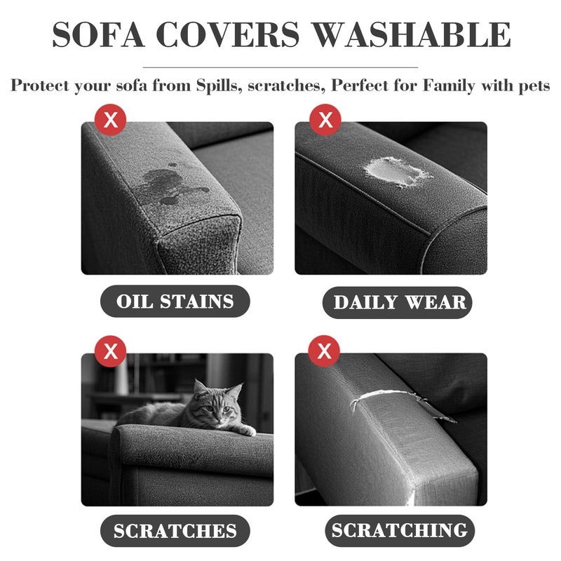 Disayu 2Pcs Couch Arm Covers, Armrest Cover for Sofa, Sofa Arms Covers Washable Arms with Twist Pins Soft,Skin-Friendly for Pets (Texture Light Coffee, Armrest Cover) - Image 3