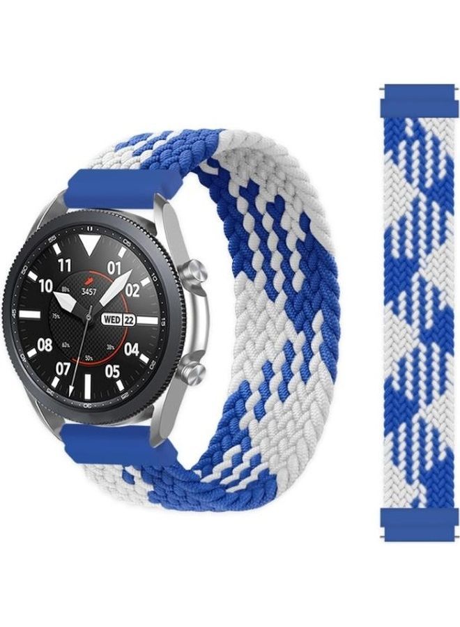 NIBEMINENT Nylon Braided Elasticity Replacement Band For Garmin Vivoactive 3 Blue/White - Image 1