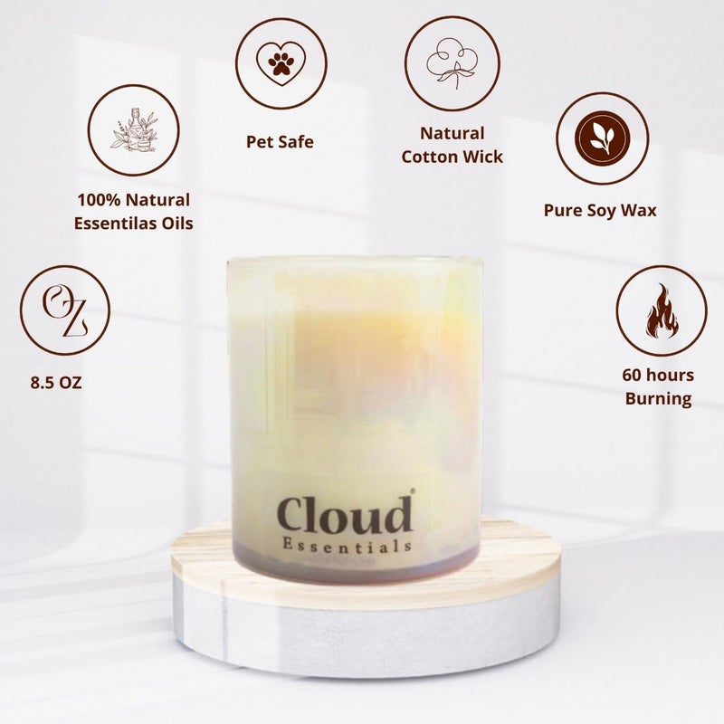 cloud CLOUD Essentials Classic 85oz Medium Glass Rainbow Jar Single Wick Candle Over 60 Hours of Burn Time Natural Soy Wax Candle Stress Relief and Relax for Home Bedroom French Rose  - Image 3