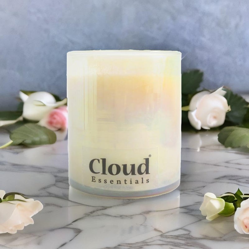 cloud CLOUD Essentials Classic 85oz Medium Glass Rainbow Jar Single Wick Candle Over 60 Hours of Burn Time Natural Soy Wax Candle Stress Relief and Relax for Home Bedroom French Rose  - Image 1