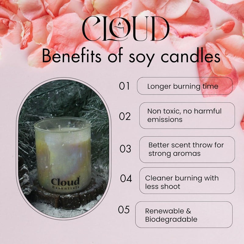cloud CLOUD Essentials Classic 85oz Medium Glass Rainbow Jar Single Wick Candle Over 60 Hours of Burn Time Natural Soy Wax Candle Stress Relief and Relax for Home Bedroom French Rose  - Image 5