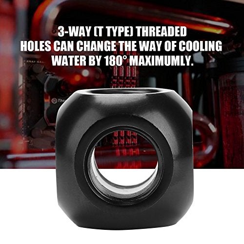 Pomya Computer Water Cooling Spherical 3 Way T-Type Connector G1/4 Threaded Adapter Black, Silver for PC Water Cooling Application(Black) - Image 2