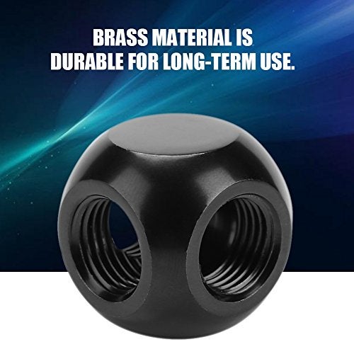 Pomya Computer Water Cooling Spherical 3 Way T-Type Connector G1/4 Threaded Adapter Black, Silver for PC Water Cooling Application(Black) - Image 4