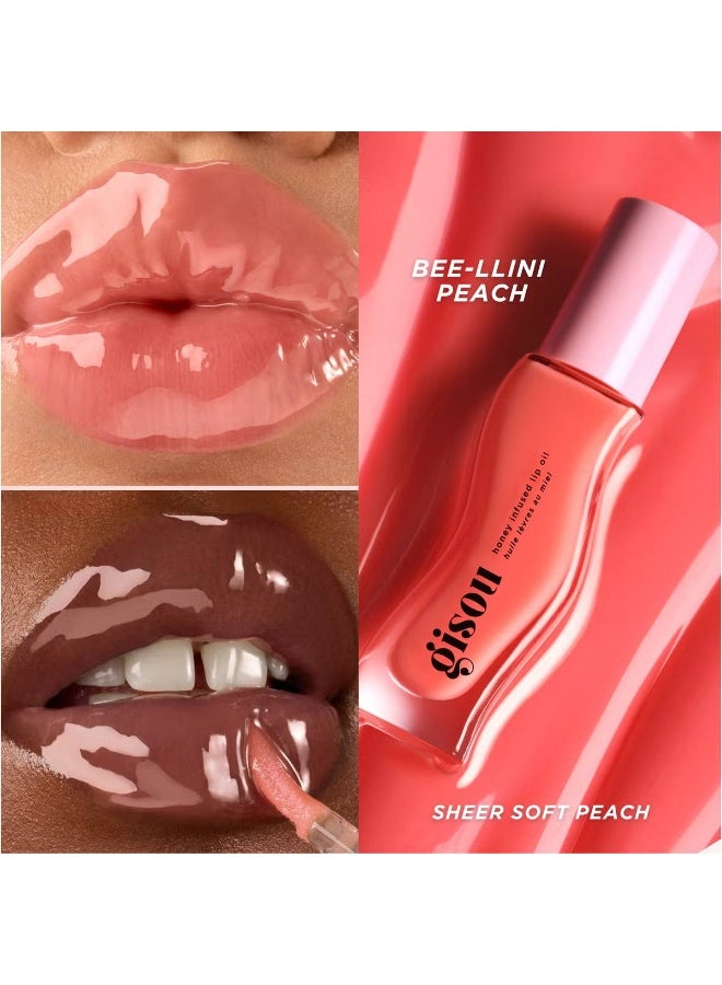 Gisou Honey Infused Lip Oil, 8ml-Bee-llini Peach - Image 3