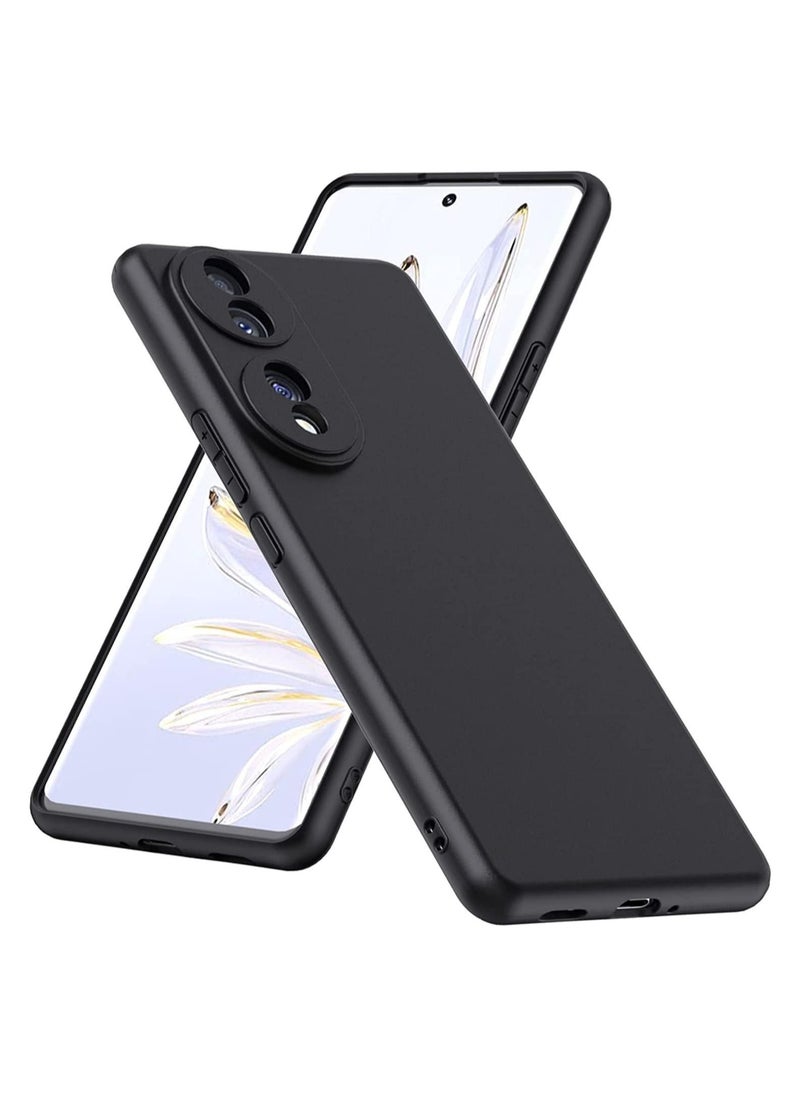 Raxoom Honor 70 Case Soft Flexible Silicone Slim Fit TPU Back Cover Matt Black Protective Rubber Case with Camera Protection  - Image 1