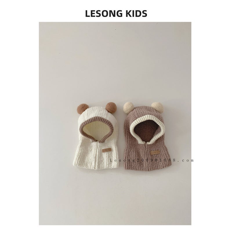 Ins Style Cute Ball Children'S Hat Scarf Integrated Western Style Men And Women Baby Windproof Warm Wool Hat - Image 4
