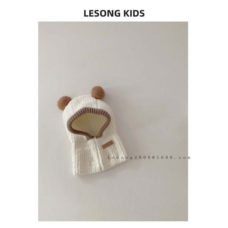 Ins Style Cute Ball Children'S Hat Scarf Integrated Western Style Men And Women Baby Windproof Warm Wool Hat - Image 1