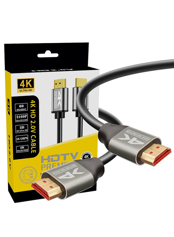 HDMI Hd Line HDMI2.0 TV Set-top Box HD Cable HDMI Line Hd Line Support 4k * 2k-Color:Black-Line Length:1.5m - Image 1