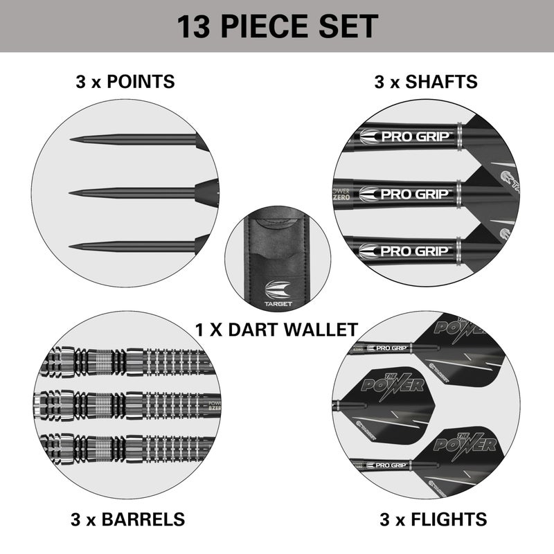 Target Darts Phil Taylor Power 8-Zero 4 Black Steel Tip Darts, 80% Tungsten Dart Set, P8Z4, 21G | Player Edition Darts with Fixed Points | Black Darts Case Included - Image 5