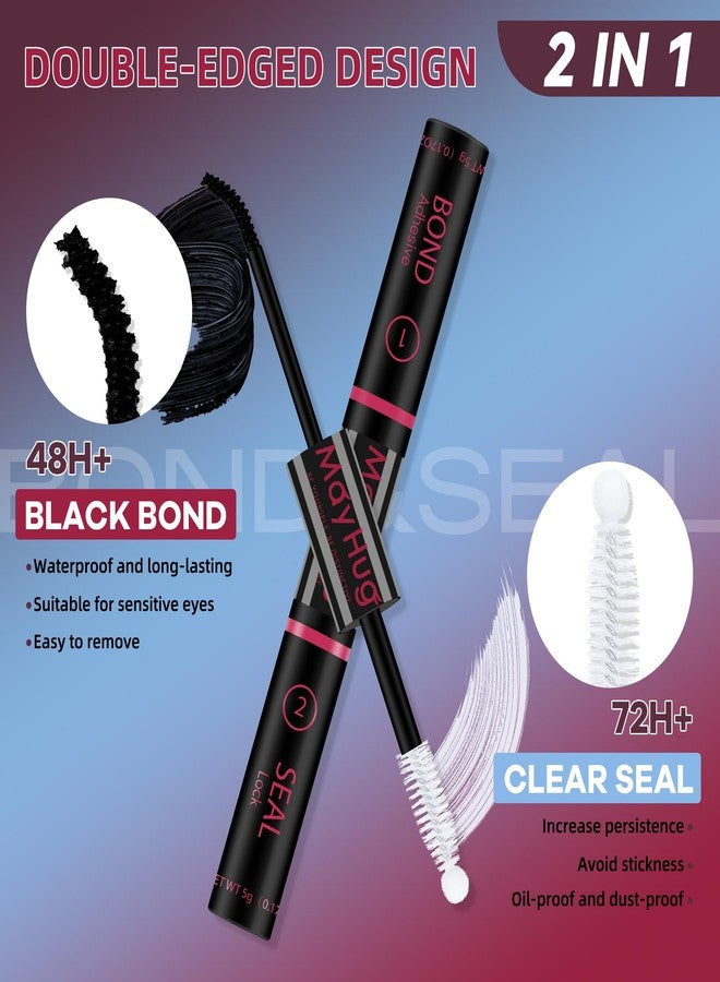 Mayhug Lash Bond and Seal Waterproof Lash Glue Long Lasting 72H Strong Hold Eyelash Glue for Clusters 2 in 1 Adhesive and Sealant DIY Lash Extension (5ml+5ml) - Image 2