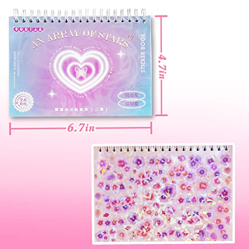 DAPUTOU 2500PCS Scrapbook Stickers Book - Cute Butterfly Stars Heart Letter Glitter Self-Adhesive Korean Bows Ribbons Kpop for Kids Girls Boys Aesthetic Craft Scrapbooking Junk Journal 50-Page - Image 2