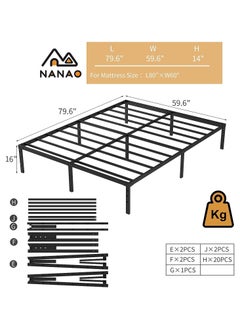NANAO Easy to Assembled Sturdy Queen Size Bed Frame Heavy Duty Frame Metal Bed Frame Suitable for Bedroom  - Image 3