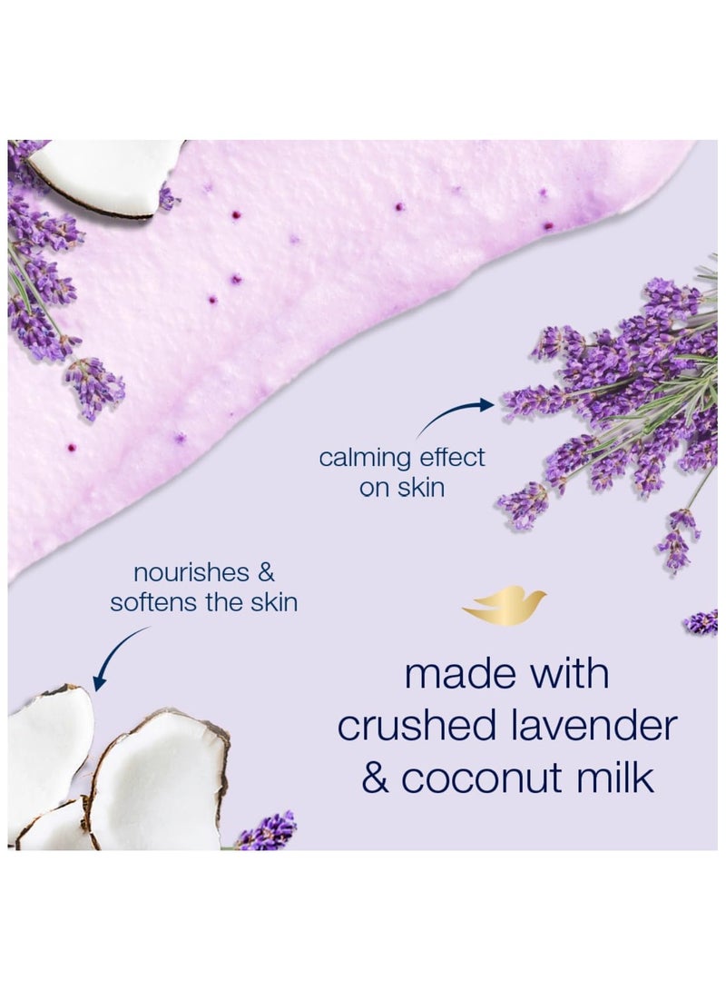 Dove Exfoliating Body Polish, 298g | Crushed Lavender & Coconut Milk | Gently Exfoliates & Moisturizes Skin | Silky Smooth & Nourished Body Scrub - Image 2