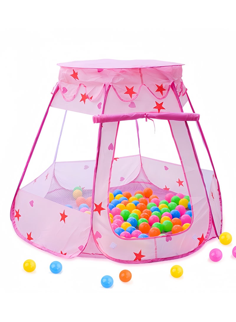 Ocean ball pool princess house, Pop Up Princess Tent,six-sided foldable easy to fold,children's tent toy with Portable Bag, Indoor and Outdoor Toddler Playhouse for 1-3 Old Kids，115x93x66cm(Balls Not Included)  - Image 1