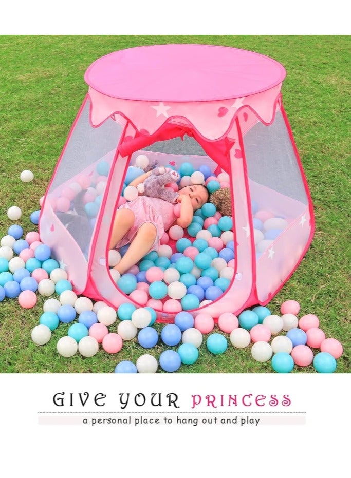 Ocean ball pool princess house, Pop Up Princess Tent,six-sided foldable easy to fold,children's tent toy with Portable Bag, Indoor and Outdoor Toddler Playhouse for 1-3 Old Kids，115x93x66cm(Balls Not Included)  - Image 2
