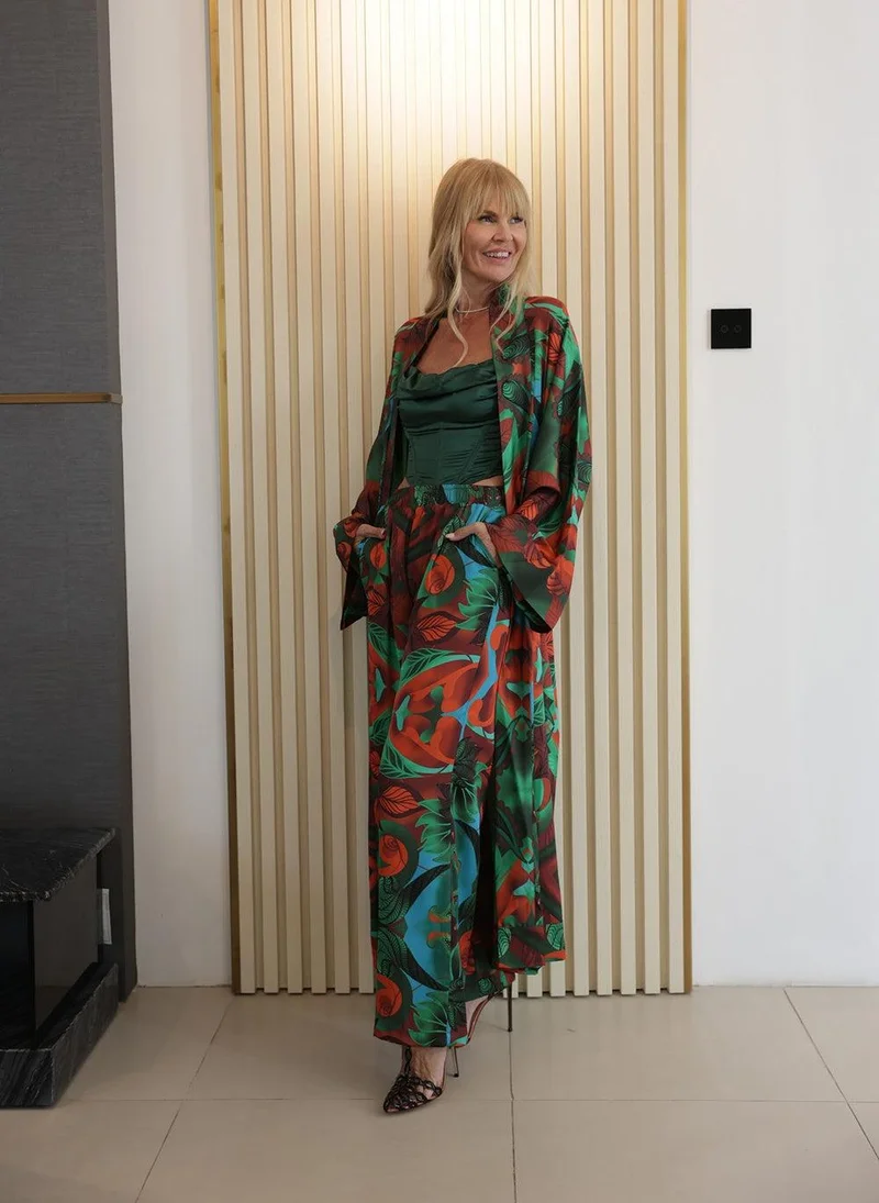 Janara Jones  Autumn Paisley Satin Sahara Trousers for Women | Best Price UAE