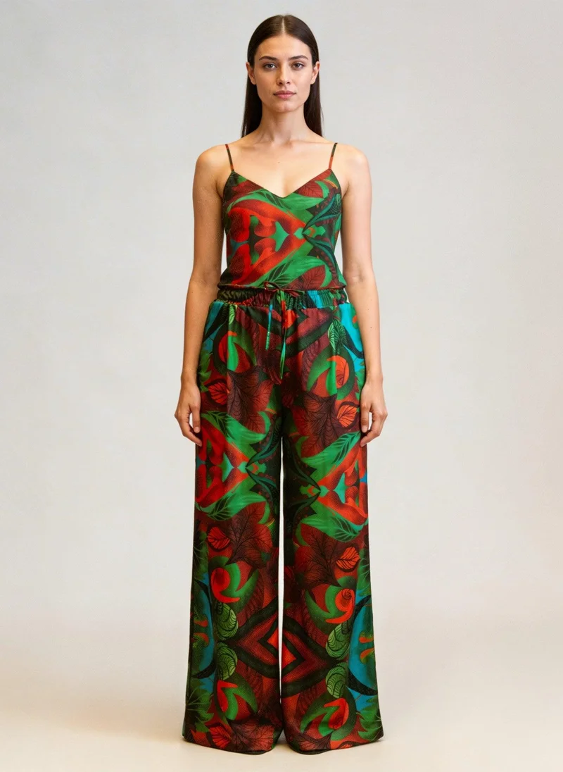 جانارا جونز Autumn Paisley Satin Sahara Trousers