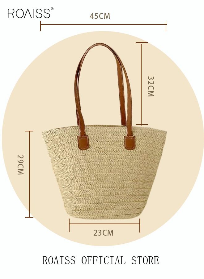Women Straw Woven Shoulder Bag Summer Beach Travel Crossbody Handbag Classics Satchel Purse Woven Handbags Women Straw Tote Bag with Zip Woven Basket Bags