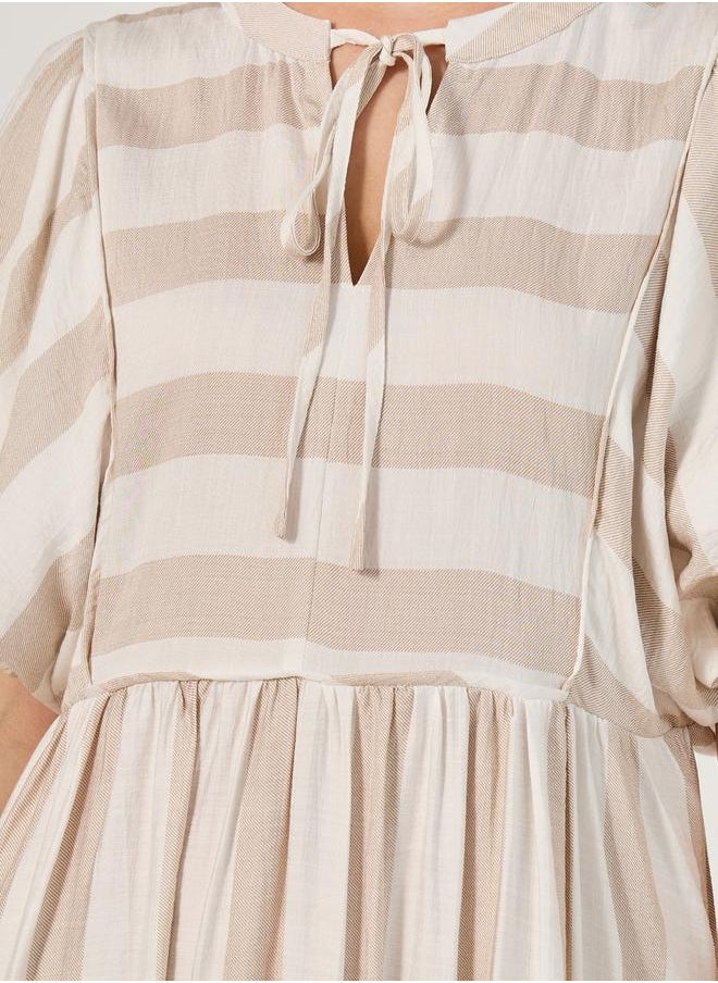 Styli Striped Tie Midi Dress  - Image 4