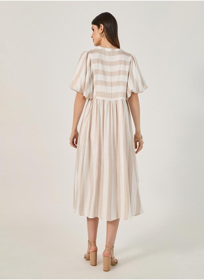 Styli Striped Tie Midi Dress  - Image 5