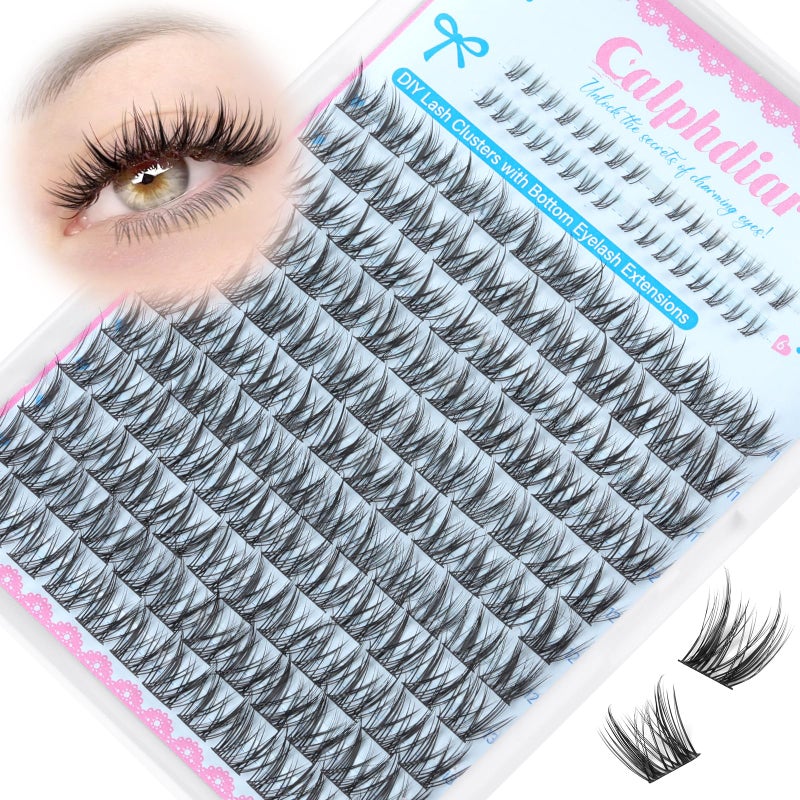 calphdiar calphdair Natural Lash Clusters with Bottom Lashes DIY Wispy Cluster Eyelash Extensions C-curly Individual Lashes 11-13mm Short Eyelash Clusters Manga Cluster Lashes with Bottom Lash Extension 164pcs - Image 1
